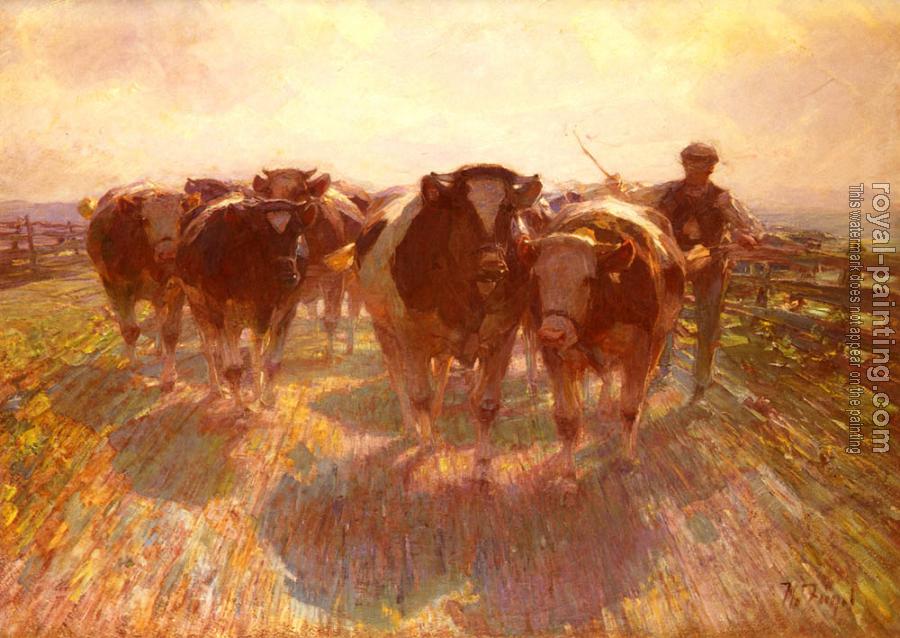Heirich Von Zugel : Cattle Drive on the Farm Road
